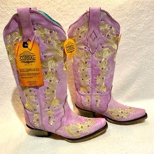 NEW Corral Embroidered Floral & Crystal Studded Tall Western Boots - Snip Toe